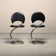 Fauteuils Snake de Poul Henningsen, modèle PH-501, finition chromée et cuir noir intégral