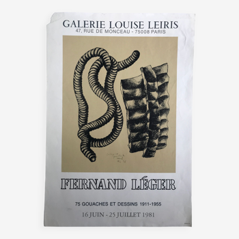 Affiche originale en lithographie d'après Fernand LEGER, Galerie Louise Leiris, 1981
