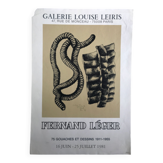 Original poster in lithograph after Fernand LEGER, Galerie Louise Leiris, 1981