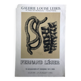 Affiche originale en lithographie d'après Fernand LEGER, Galerie Louise Leiris, 1981