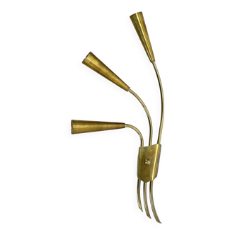 rare minimalist 53cm Brass Stilnovo Style Theatre Wall Light Sconce, Italy 1950s