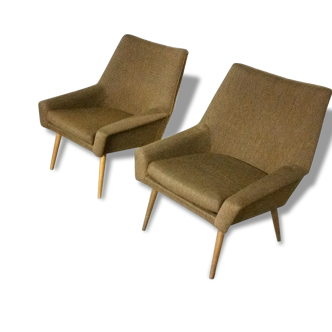 Fauteuils Danois années 50 design structuré lignes basses