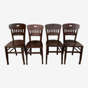 Série de 4 chaises bistrot Luterma 1920-1930 vintage