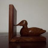 Hand carved wooden duck bookends