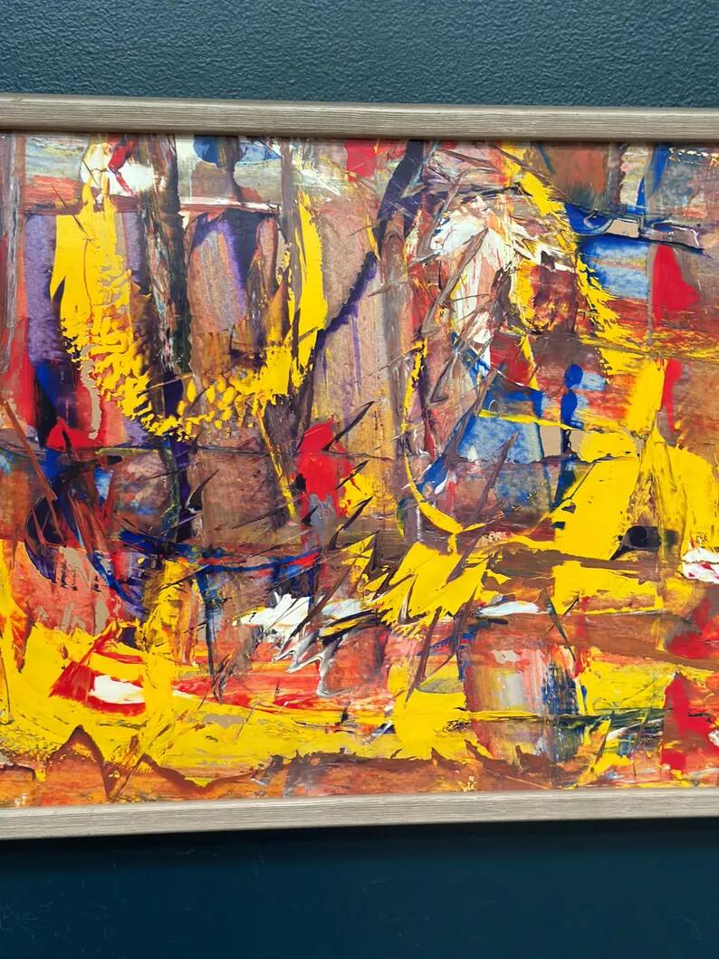 Original Swedish Oil on Panel - 'Komposition' by Daniel Raphaël - Signed - Vintage and Framed - 53 x 38 cm (20.9" x 15")