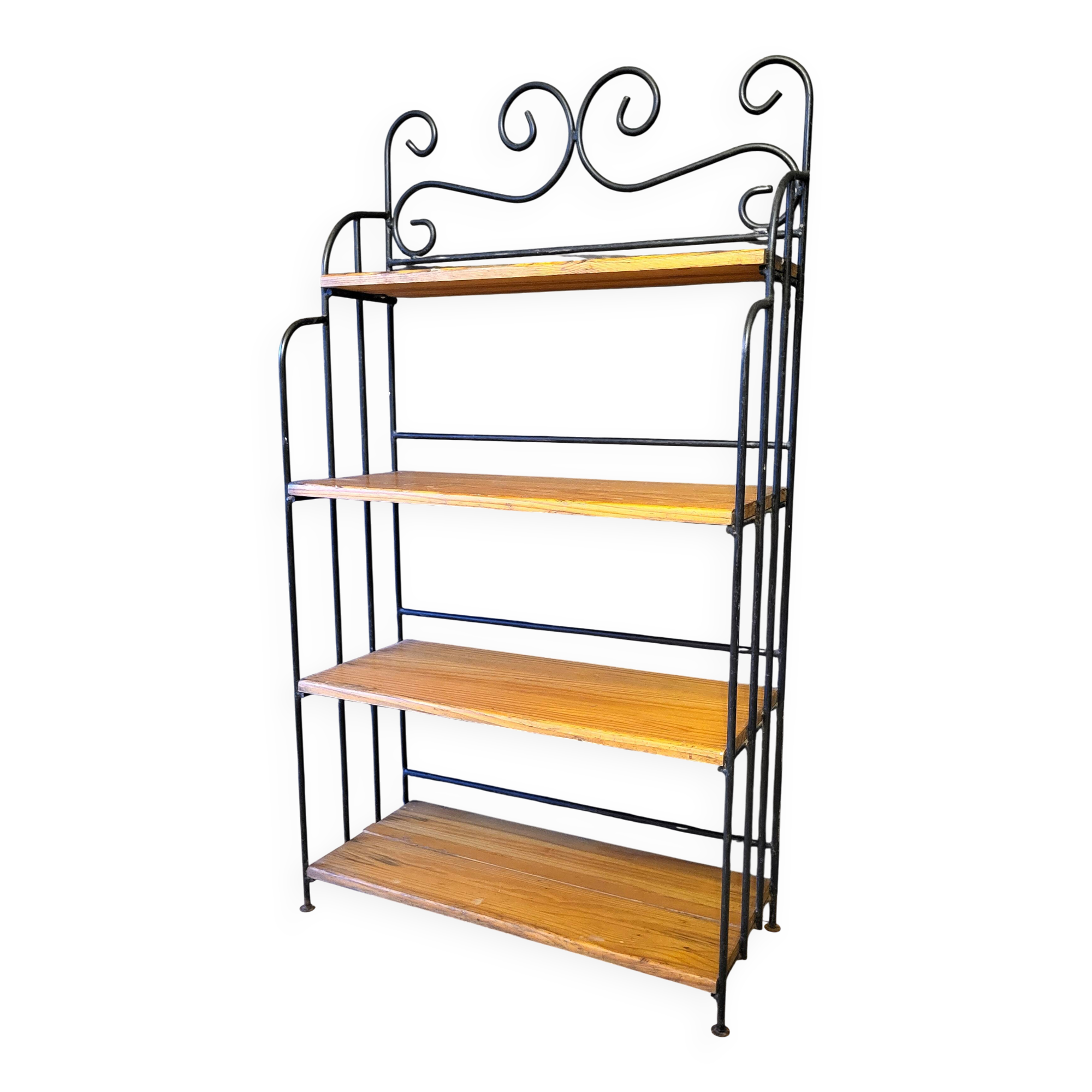 4-tier bookshelf - Wrought iron - Solid pine wood.