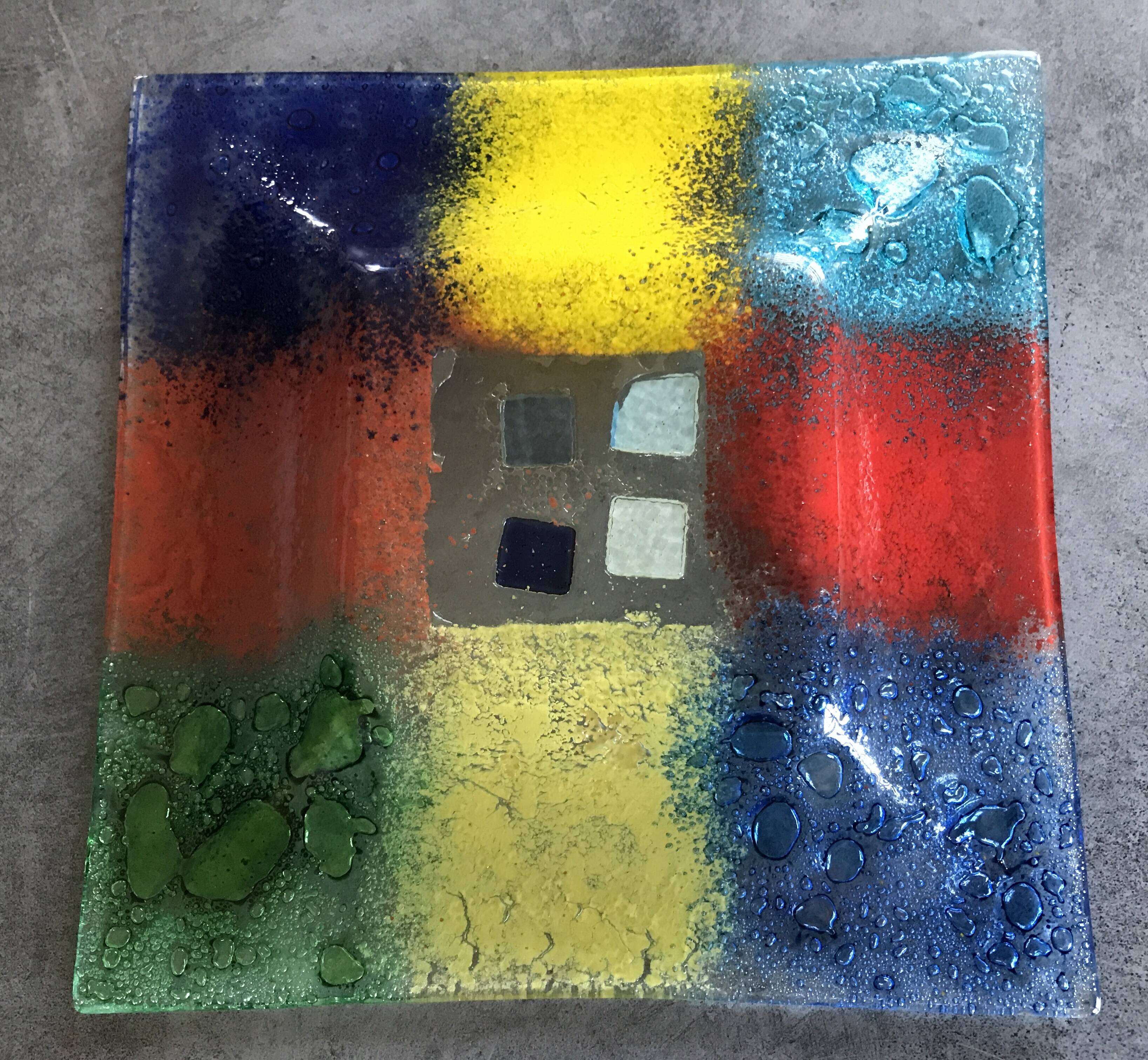 Murano art glass pocket tray, color blocks