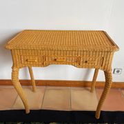 Rattan console desk with curved legs, 1970s