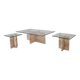 Set of 3 Italian Marble Coffee or Side Tables with Glass, 1980s