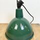Industrial green enamel factory lamp with cast iron top, 1960s