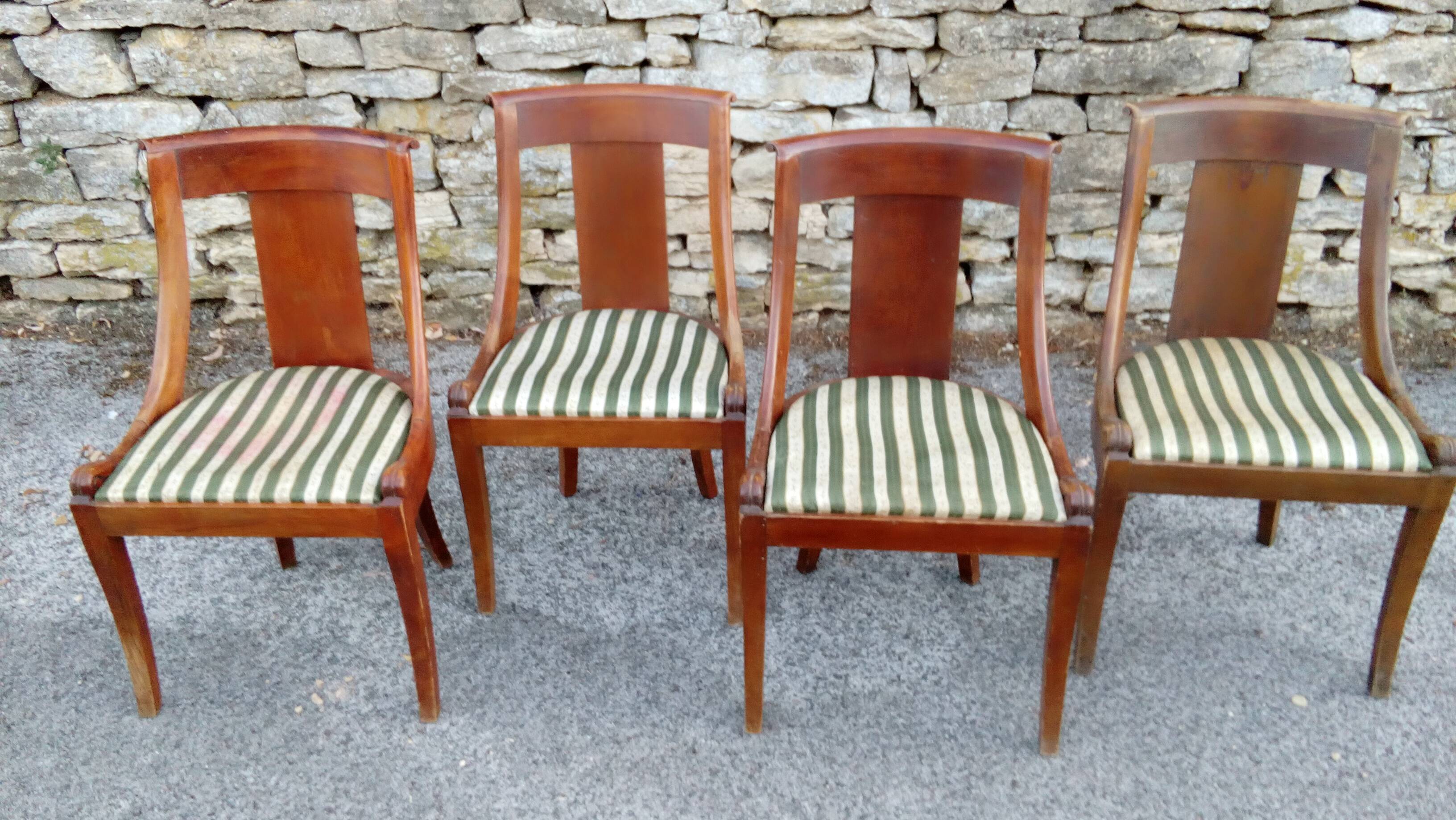 Suite of four mahogany gondola chairs