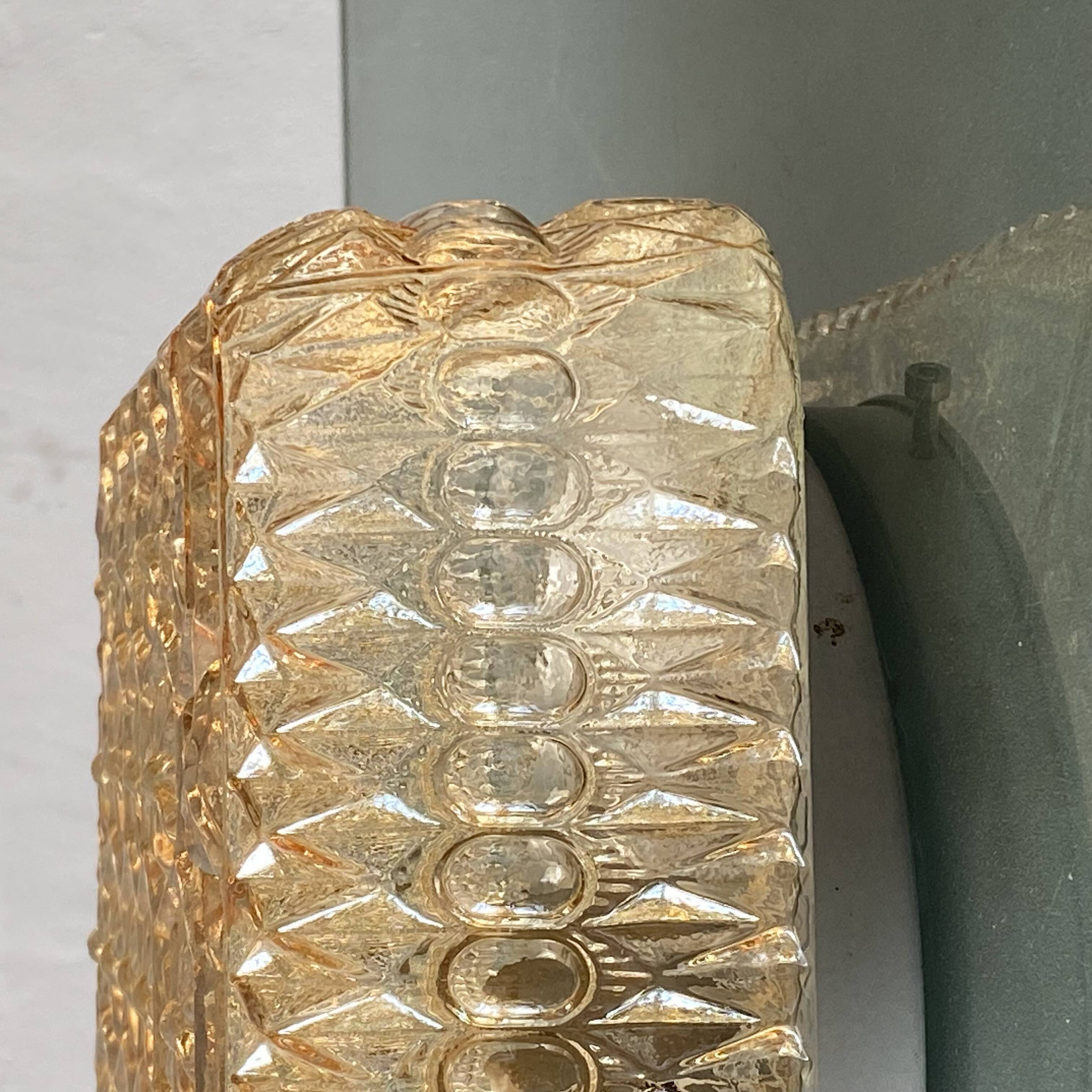Wall light ceiling light amber gold glass 1970 1980 seventies