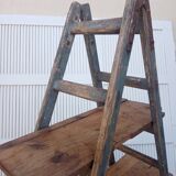 Old stepladder wooden shelf