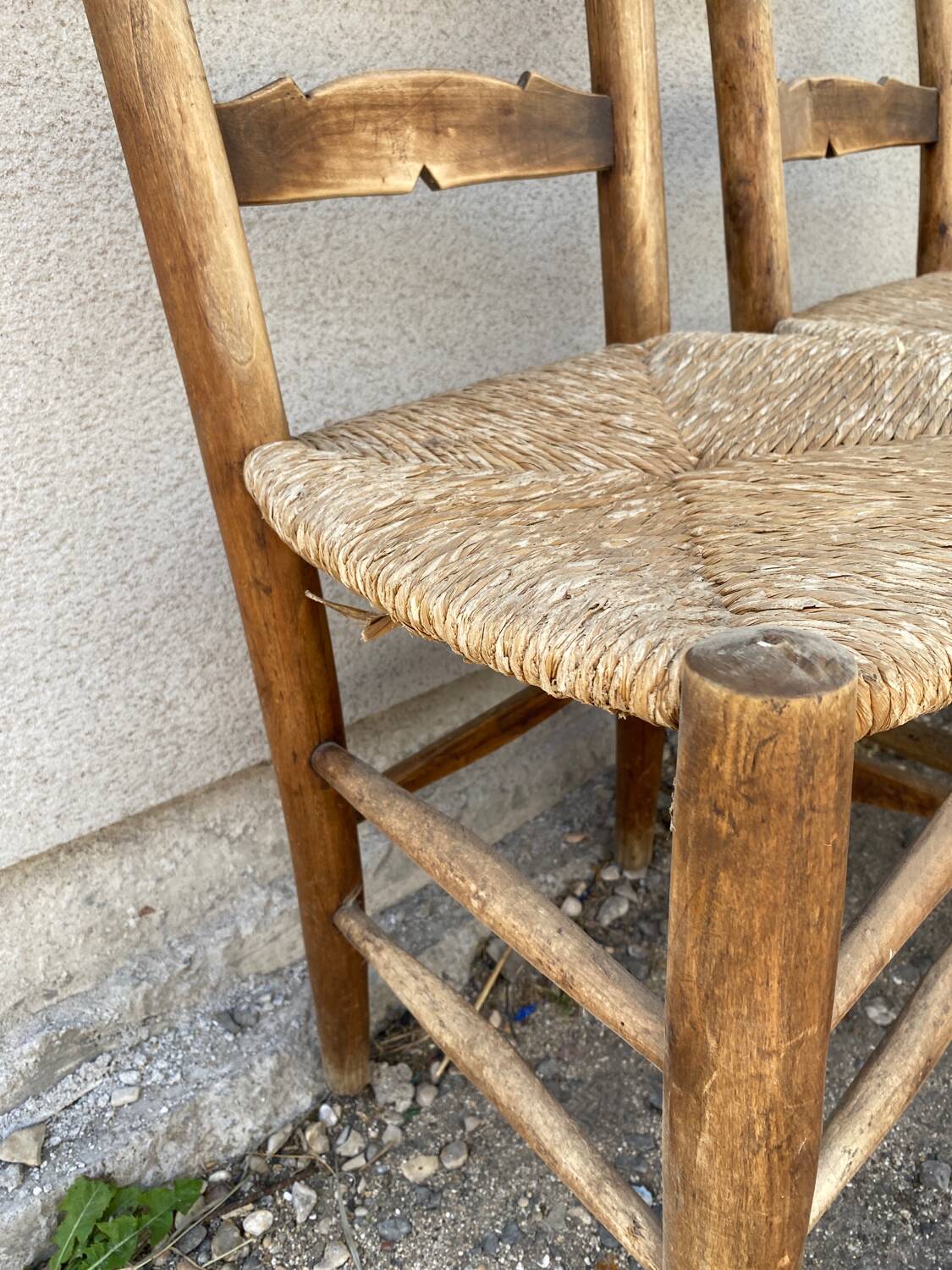 Two country straw chairs
