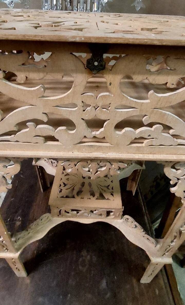 Rare antique wooden arch table, signed Amati, Turin, early 20th century Art Nouveau