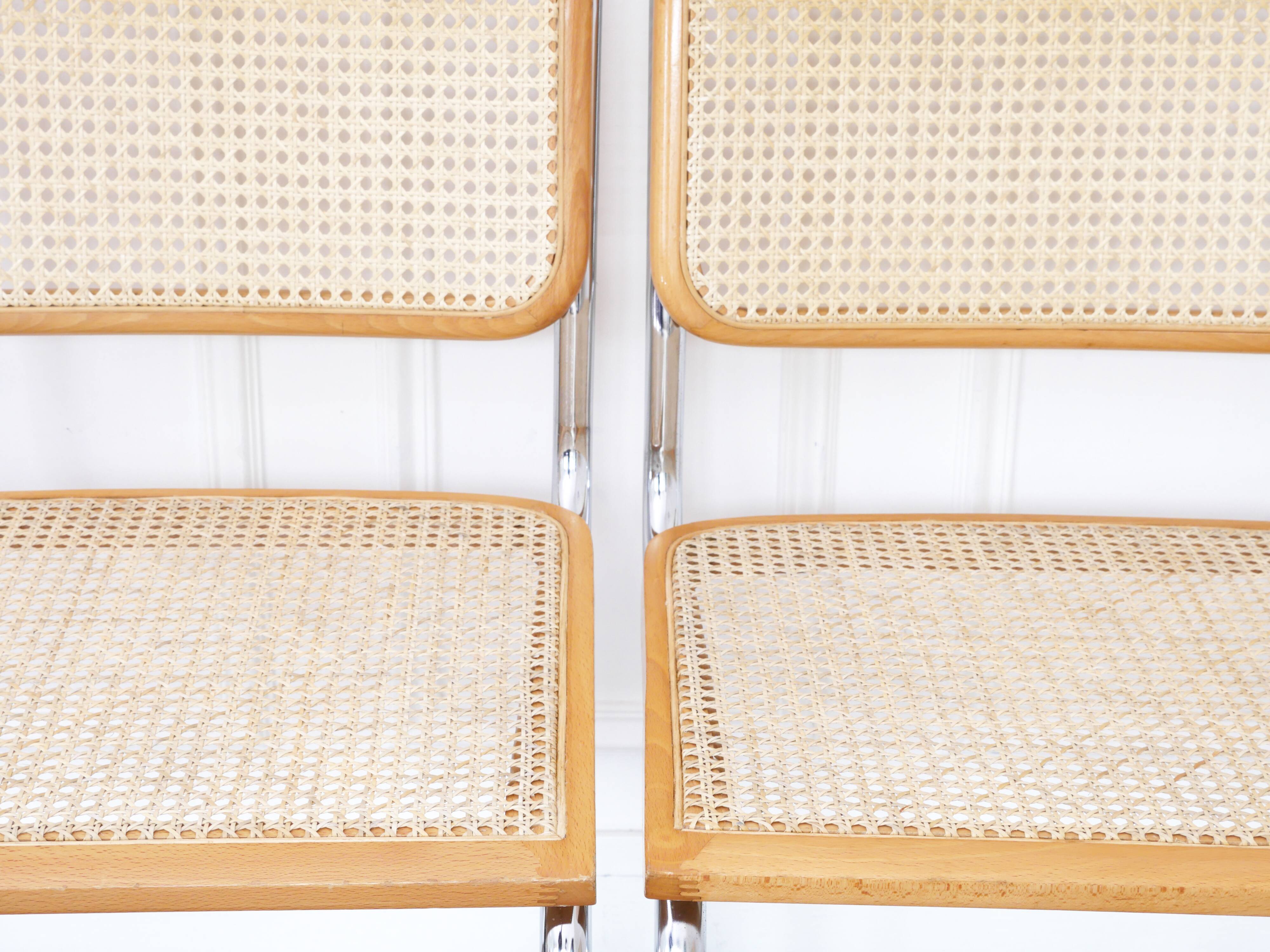 4 Cesca B32 Breuer Chairs Made in Italy - Seat caning redone