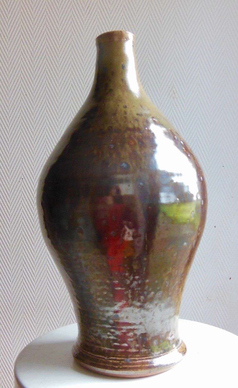 Lamp foot in vintage stoneware 50-60s, signature to be identified