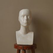 Vintage design vase 70s enamelled ceramic bust sculpture head face