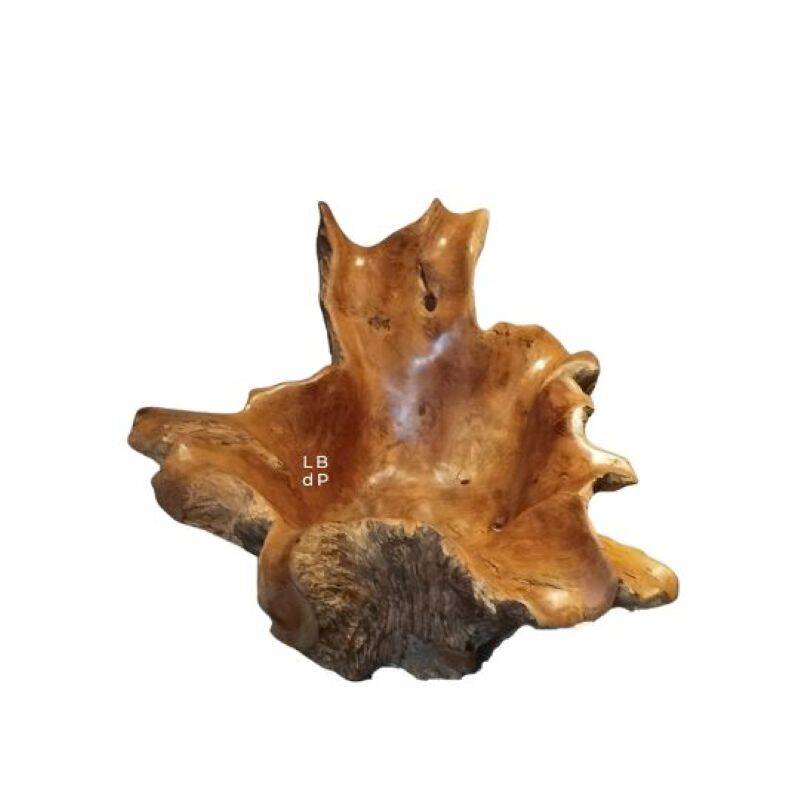 Sculptural wooden centrepiece, organic bowl, brutalist.