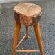 Brutalist wooden bar cabinet with 2 stools