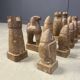 Large hand crafted wooden chess figure set, 1960s