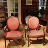Set of 4 antique mahogany dining room chairs Louis Seize 1780-1810