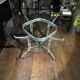 Vintage Round Dining Table in Brushed Aluminum & Beveled Glass, 1970s