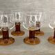 6 Amber stemmed glasses an'70