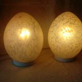Pair of marble glass egg lamps