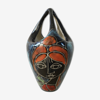 Vase en céramique vernissée des années 1950