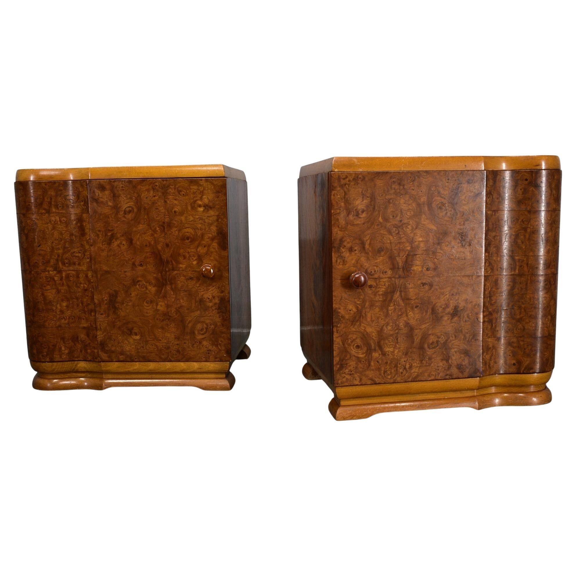 1939s pair of art deco bedside tables, Czechoslovakia