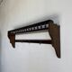 Antique wooden wall shelf with a turned gallery and 5 hooks L120 H40 D18
