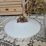 Old pendant lamp in pleated white opaline