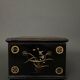 20th century Indian wooden box black lacquer decorated with animals with gold highlights