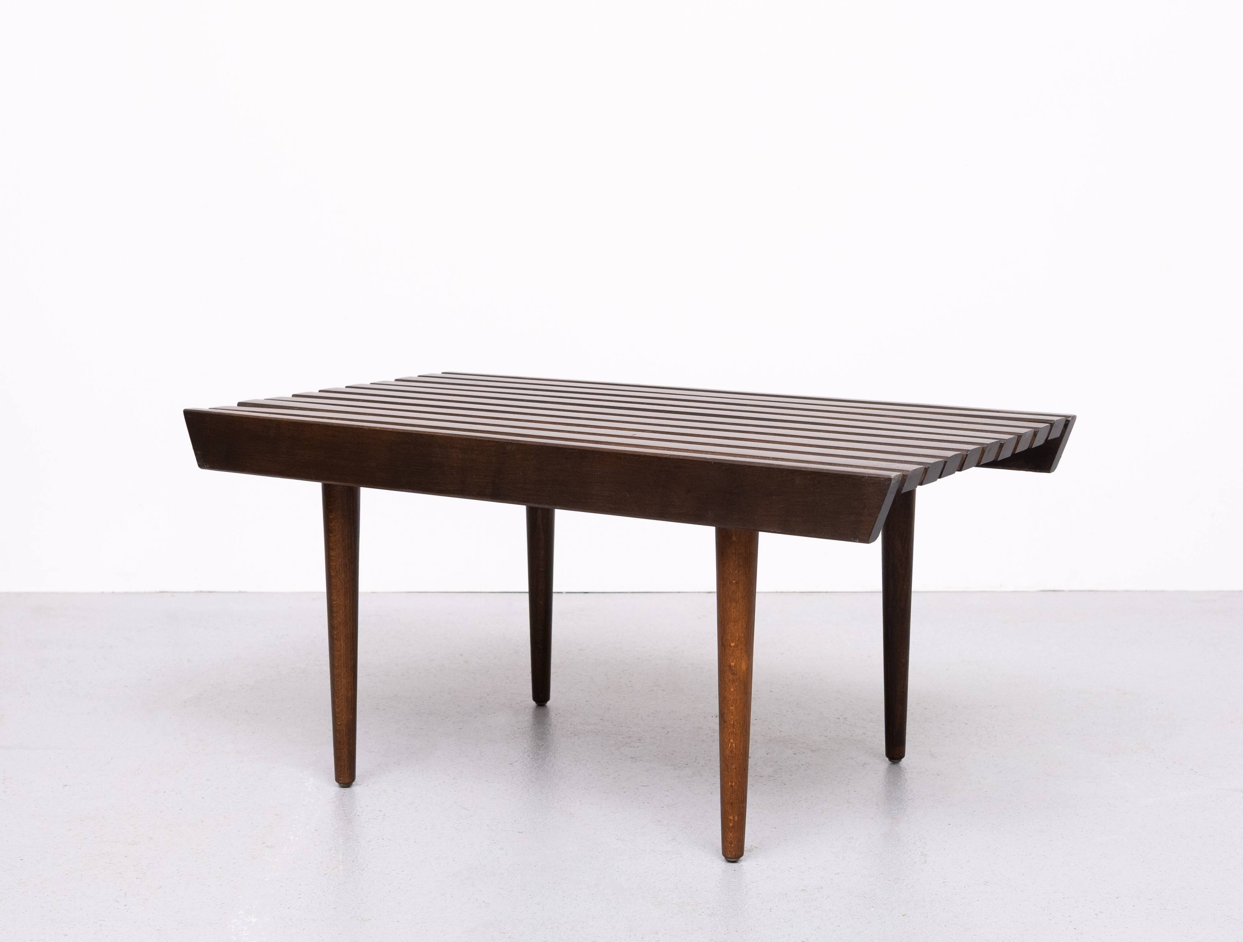 1960's Mid-Century Modern Danish Style Wood Slat Coffee Table or bench