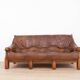 Brutalist wooden and leather canapé by Percival Lafer, 1960.