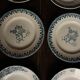 6 mismatched flat plates Terre de fer bleu Alésia Marcel Longchamp