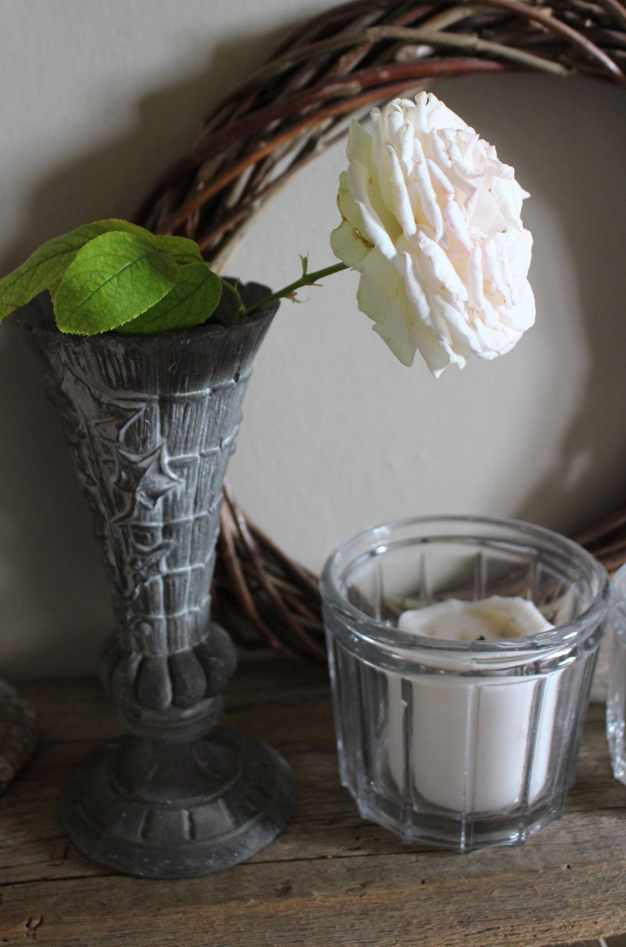 Cemetery Pedestal Vase with Pewter