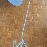 Tripod floor lamp, white metal magazine rack, 1960s