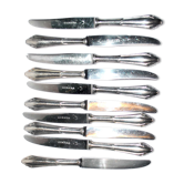 Series of 10 modernist dessert knives in silver metal RENEKA 1950