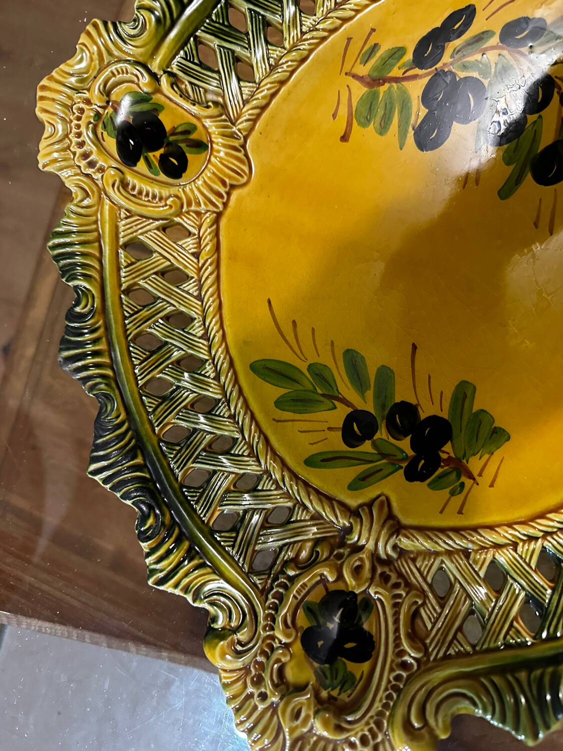 Ceramic plate Vallauris - Pierced decoration Olives - 1950s