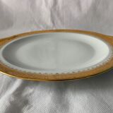 Cake service 6 dessert plates and 2 dishes Georges Boyer porcelain Limoges 1950