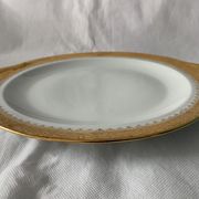 Cake service 6 dessert plates and 2 dishes Georges Boyer porcelain Limoges 1950