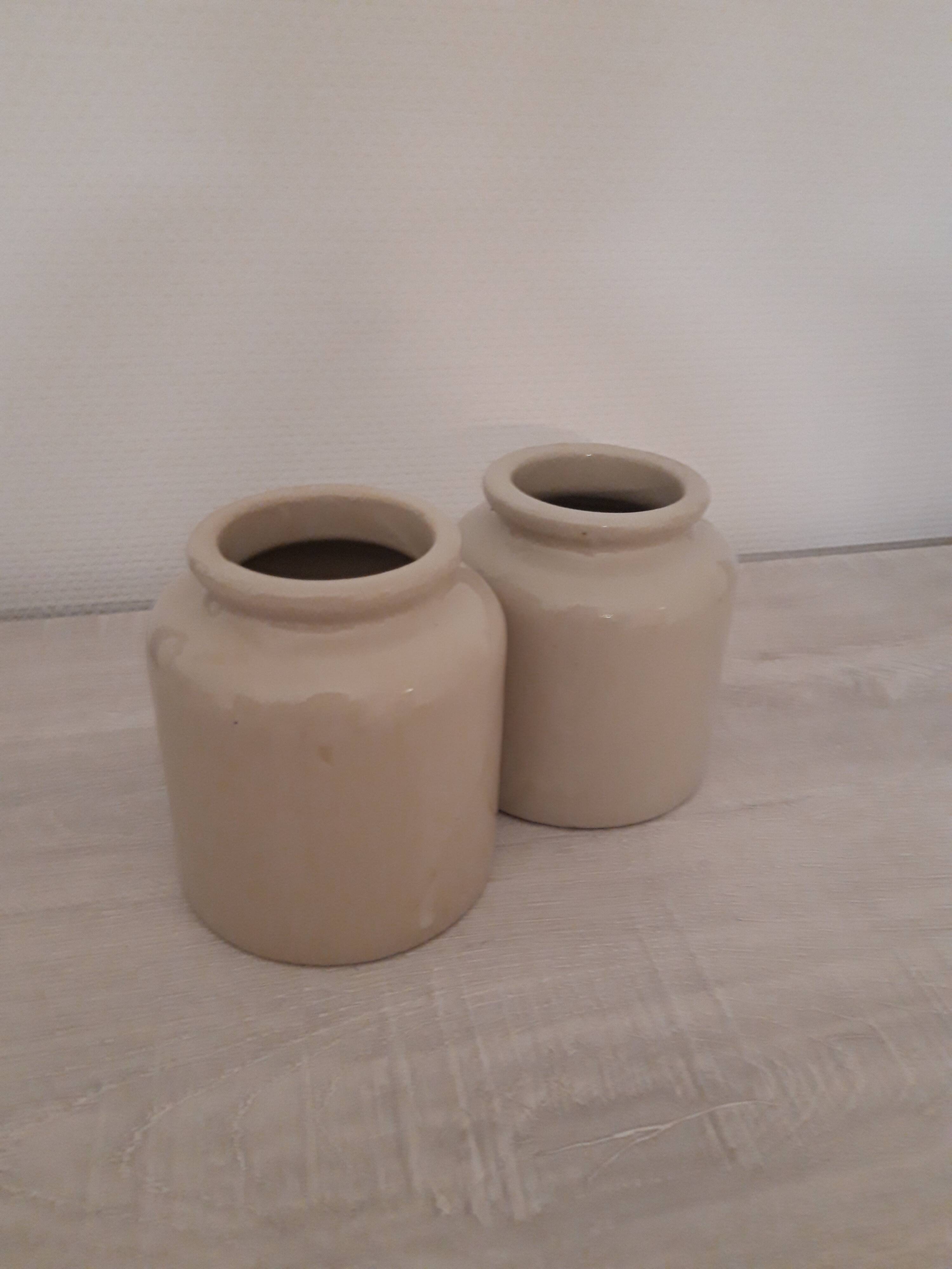 Lot de 2 pots en grès émaillé
