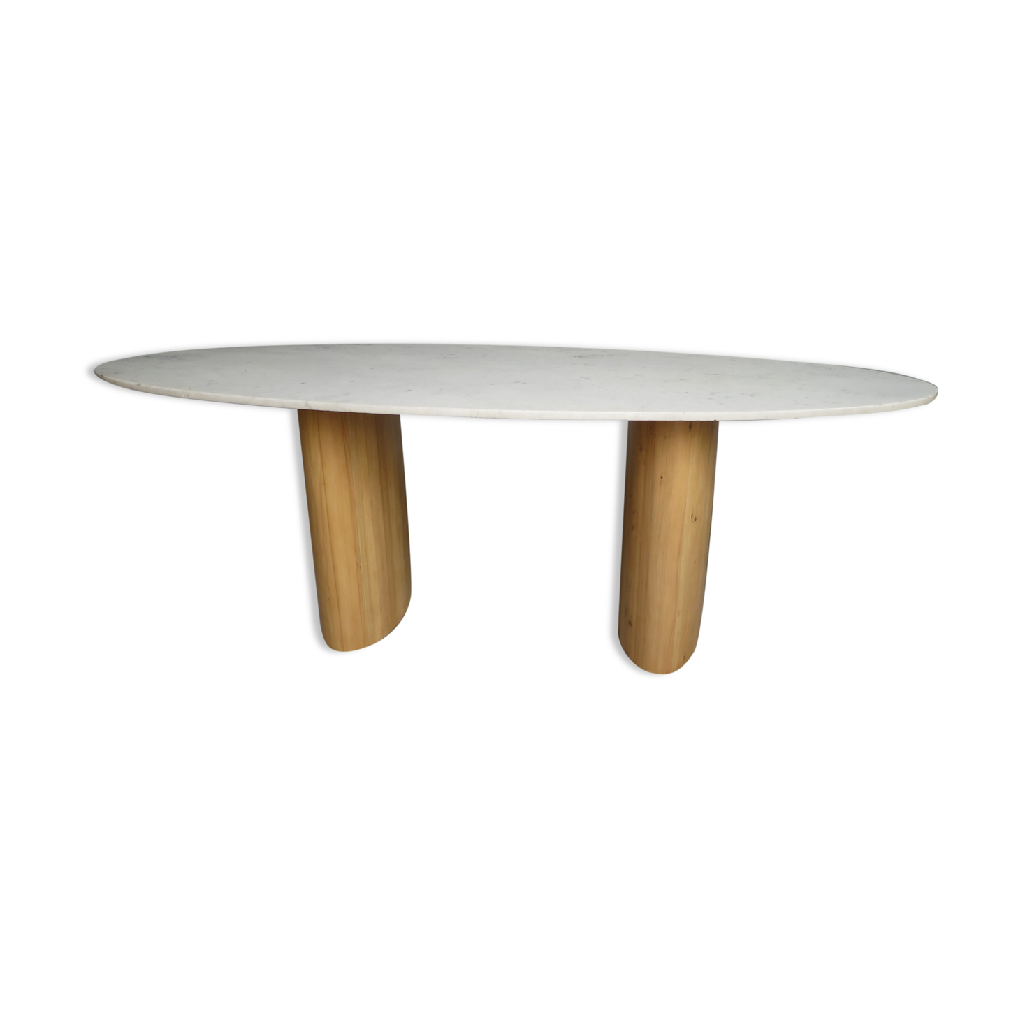 Oval table in Carrara marble and wood