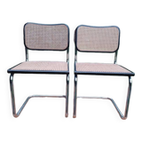 Pair of Marcel Breuer B32 Cesca black chairs