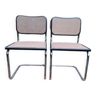 Pair of Marcel Breuer B32 Cesca black chairs