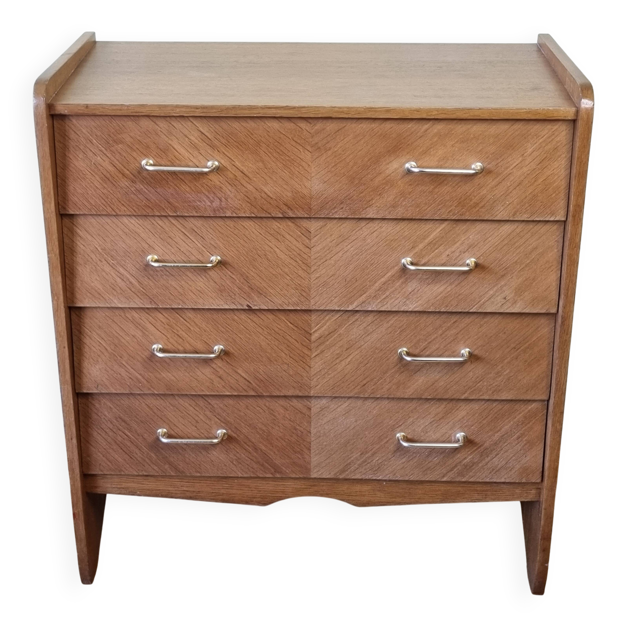 Vintage chest of drawers in modernist veneered wood from the 50s