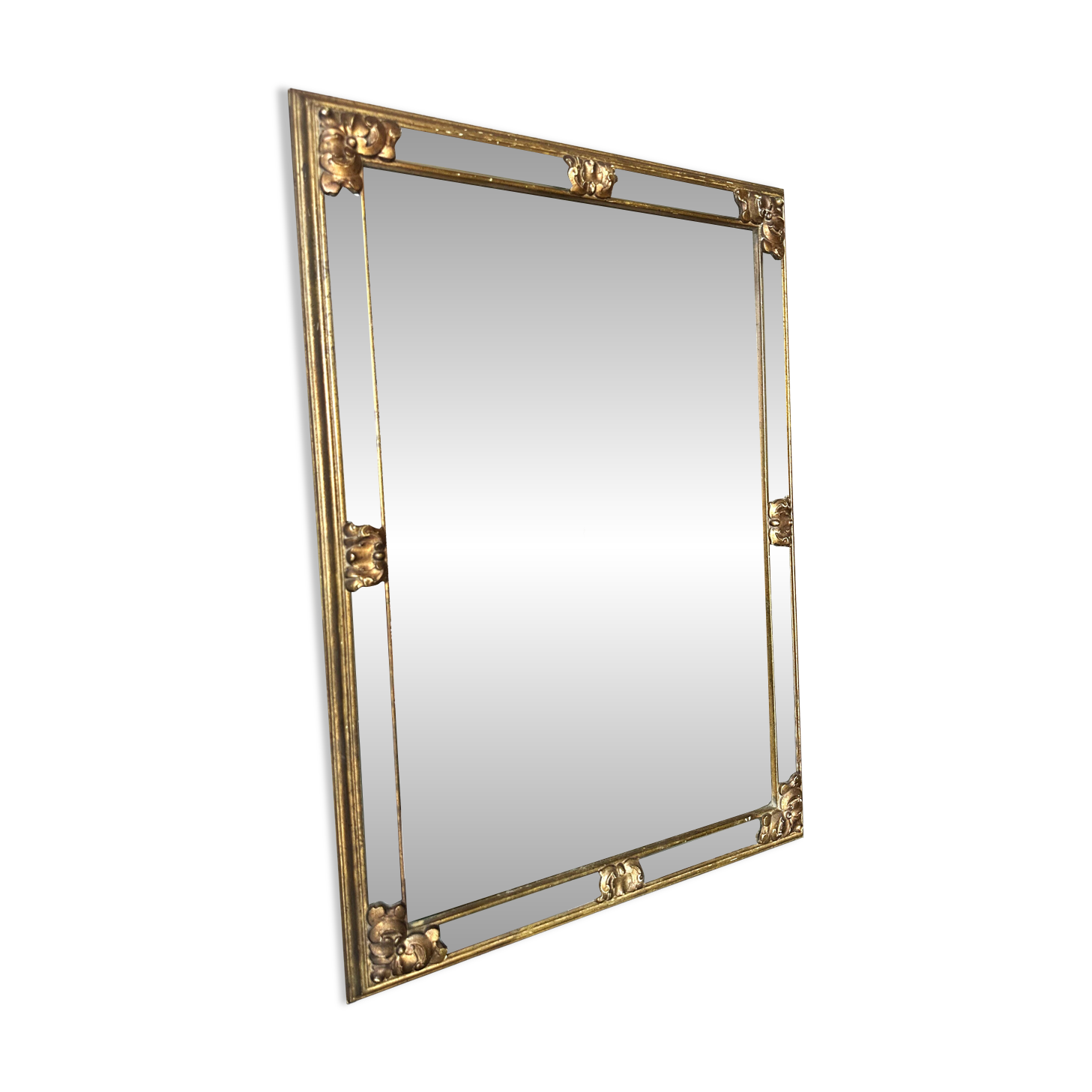 Bevelled gold Deknudt mirror with frames, Belgium, 20th century.
