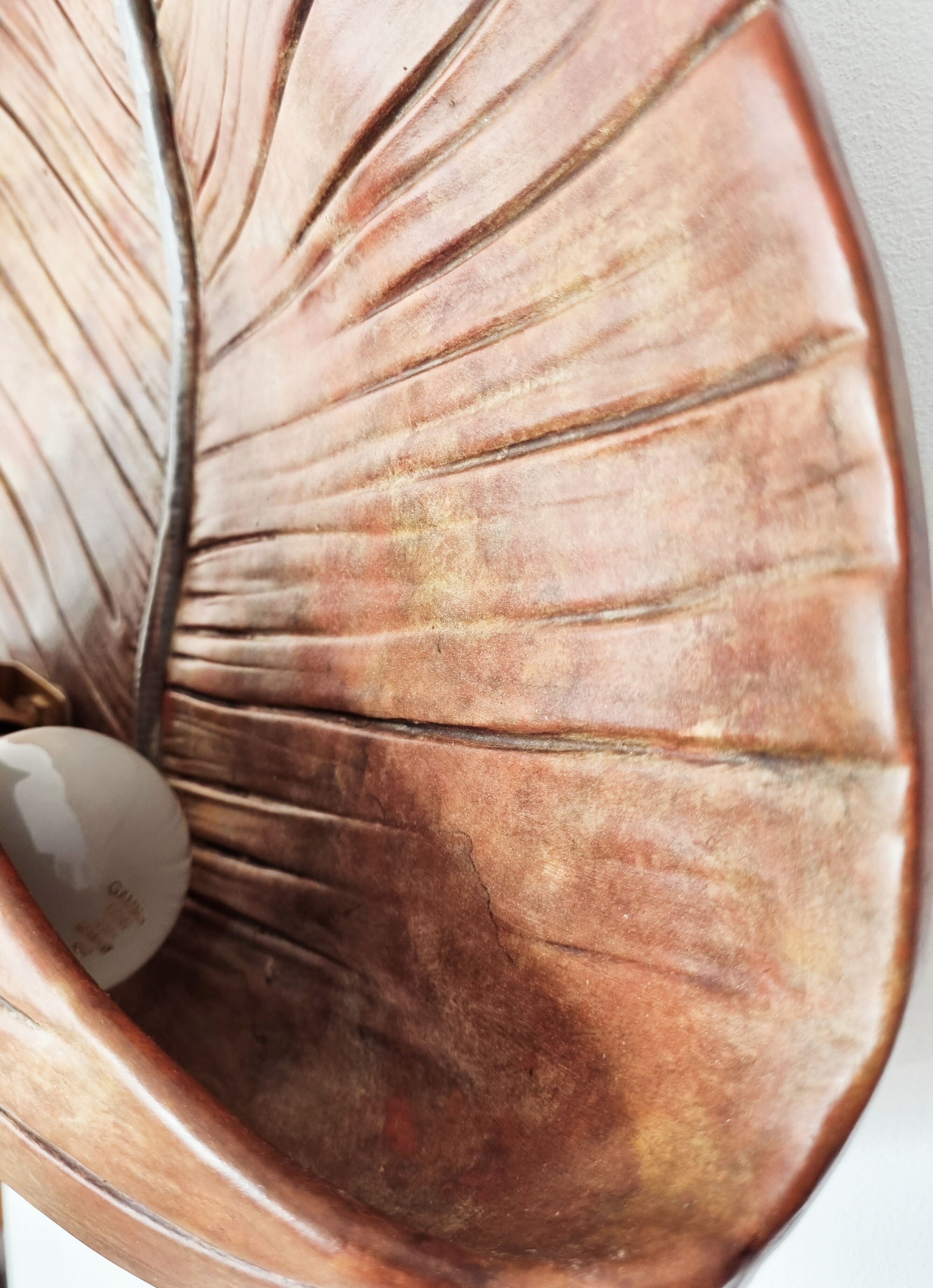 Mid-Century ceramic earthenware sconce, palm leaf shaped